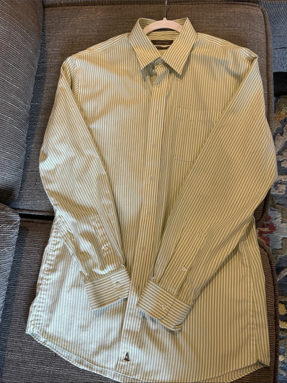 Van Heusen Green Striped Men’s Dress Shirt